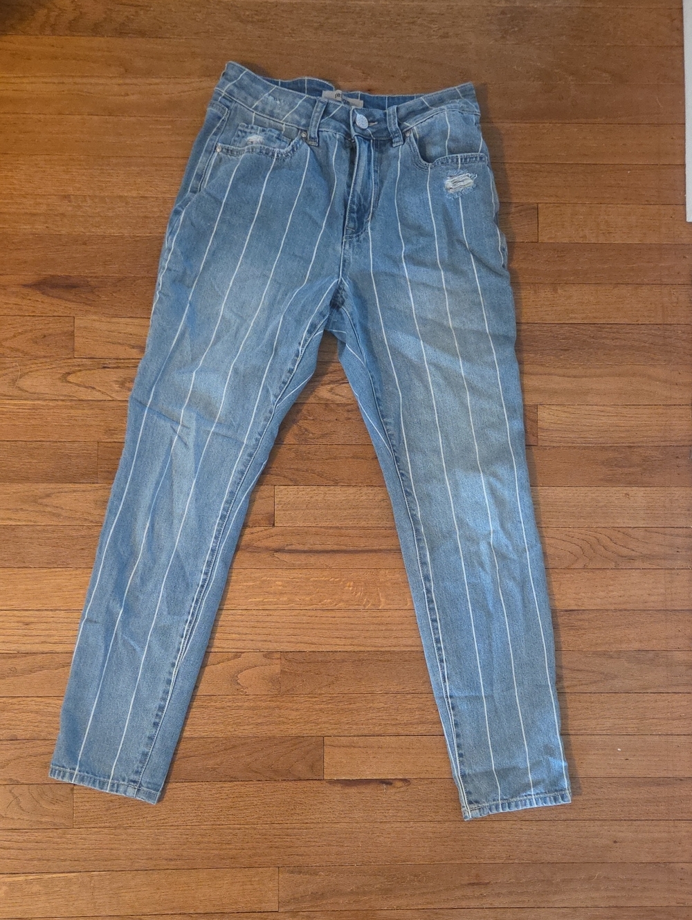 refuge Light Blue Pinstripe Skinny Jeans